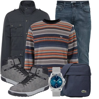 Outfit mit Rot/Mischfarben/Beige/Hellblau Norweger Pullover/Sport Sweatshirt/Pullover mit Stehkragen/Damen Pullover/Women's Fleece Sweatshirts/Gestreifter Pullover/Pullover Bedrucken/Jacquard Pullover/Vintage Pullover/Wollpullover/Einfacher Pullover Iriedaily "Freizeit Outfit"
