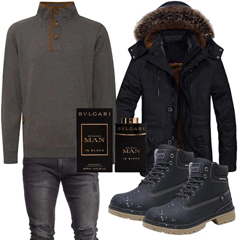 Lang Schwarz Übergangsjacke Herbstjacke/Kapuzenjacke/Parka-übergangsjacke/Wachsjacke/Winter Parka/Winterjacke FTCayanz kombinieren mit Schwarz Übergangsjacke Herbstjacke/Kapuzenjacke/Parka-übergangsjacke/Wachsjacke/Winter Parka/Winterjacke FTCayanz