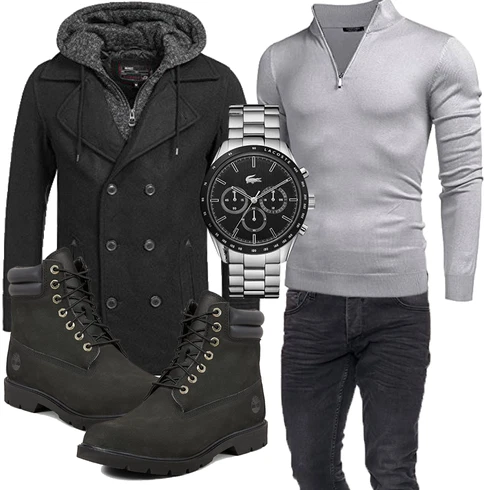 Blau Hose/Wintermantel/Winter Parka Indicode Jeans kombinieren