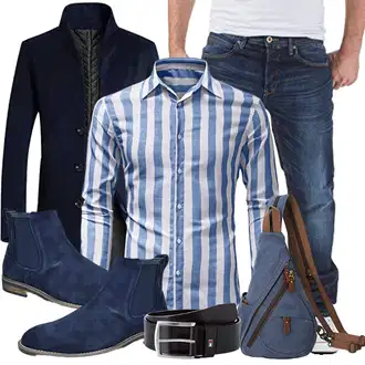 Lang Reiten Outfit mit Dunkelblau Übergangsmantel/Wollfleece Mantel/Kaschmir Mantel/Blazermantel/Schmal Geschnittener Mantel/Gehröck/Wintermantel Wollmantel/Wickel Pullover/Pullover mit Stehkragen/Außergewöhnliche Jacke/Trachtenstrickjacke/Doppeljacke/Schlupfjacke/Langjacke/Wolljacke Generic "Freizeit Outfit"Look: Apres ski, Fitness, Freizeit, Reiten, Laufen, Musical