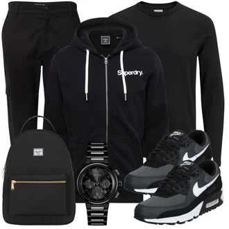 Outfit mit Schwarz/Grau/Dunkelgrau Wollpullover/Einfacher Pullover/Basic Pullover/Feinstrickpullover/Rundhals Pullover/Kaschmir Pullover/Pullover mit Stehkragen/Damen Pullover Jack & Jones "Freizeit Outfit"