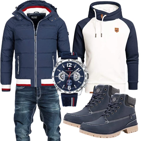Flache Blau/Dunkelblau SchnürStiefel/TrekkingStiefel/Herren Lederschuhe/Klassischer Stiefel/Wasserdichter Stiefel/Wasserfester Schuh Gaatpot kombinieren