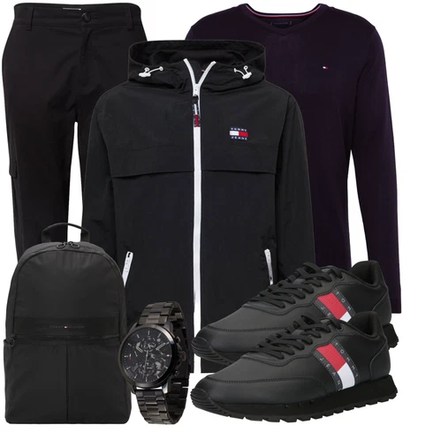 Kariert Schwarz/Dunkelblau CargoHose/Cargo-JoggingHose/Business Hose DAN FOX APPAREL kombinieren