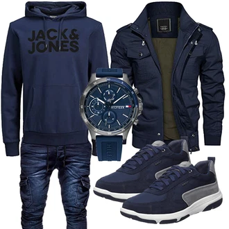 Logoprint Outfit mit Schwarz/Weiß Unkategorisiert Jack & Jones "Freizeit Outfit"