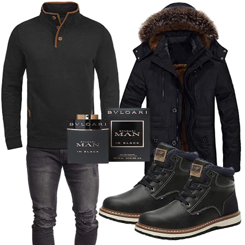 Lang Schwarz Übergangsjacke Herbstjacke/Kapuzenjacke/Parka-übergangsjacke/Wachsjacke/Winter Parka/Winterjacke FTCayanz kombinieren mit Schwarz Übergangsjacke Herbstjacke/Kapuzenjacke/Parka-übergangsjacke/Wachsjacke/Winter Parka/Winterjacke FTCayanz