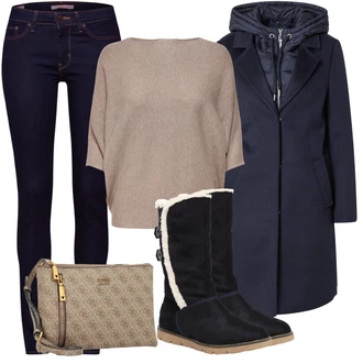 Outfit s Černá Zimní bota/Kozačka Boty do Sněhu/Nízká bota na podpatku Tom Tailor "Podzimní Vzhled"