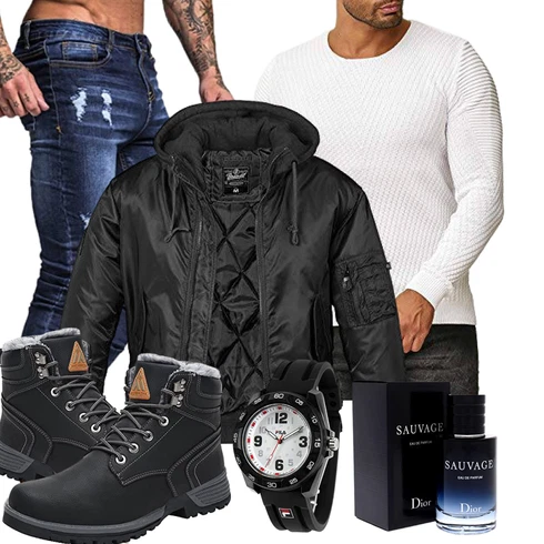 Schwarz Winter Stiefelette/Trekkingstiefel/Wasserfester Schuh/Wattierte Stiefel/Motorradstiefel/Winter Sneaker/Wasserdichter Stiefel/Sicherheitsschuh/Herren Lederschuhe Mishansha kombinieren mit Blau Hose Brandit
