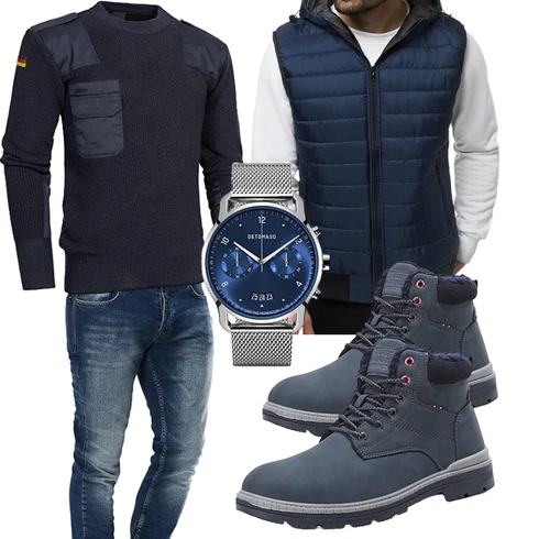 Blau/Dunkelblau/Grau/Hellblau Wattierte Stiefel/Klassischer Stiefel/Winter Stiefelette/Wasserdichter Stiefel/Gefütterte Stiefelette/Winter Sneaker/Herren Lederschuhe/Wasserfester Schuh ASTERO ASTERO kombinieren