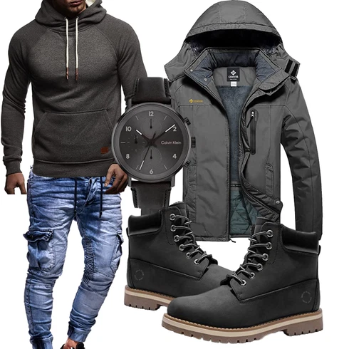 Jeans Schwarz Gefütterte Stiefelette/Wattierte Stiefel/Wasserfester Schuh/Winter Sneaker/Winter Stiefel/SchnürStiefel/Herren Lederschuhe/Winter Stiefelette/Wasserdichter Stiefel/Klassischer Stiefel Bruno Marc kombinieren