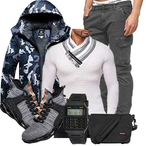 Camouflage Dunkelgrün/Blau/Hellblau/Dunkelblau WanderJacke/WinterJacke/Windbreaker Jacke/SnowboardJacke/SkiJacke/SegelJacke/KapuzenJacke GEMYSE kombinieren