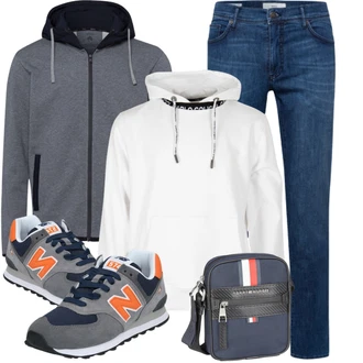Herbst Outfit mit Blau/Dunkelblau/Hellblau/Grau/Hellgrau Walkingschuh/Sneaker Low/Vintage Sneaker/Sicherheitsschuh/Winter Sneaker/Schmaler Sneaker/Schuh Mit Rolle New Balance "Herbstliches Freizeit Outfit"