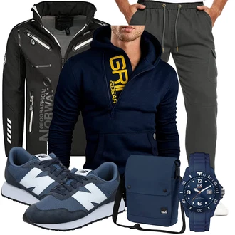 Outfit mit Blau/Schwarz Unkategorisiert Jack Wolfskin "Herbstliches Freizeit Outfit"