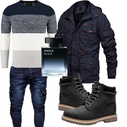 Jeans Schwarz Gefütterte Stiefelette/Wattierte Stiefel/Wasserfester Schuh/Winter Sneaker/Winter Stiefel/SchnürStiefel/Herren Lederschuhe/Winter Stiefelette/Wasserdichter Stiefel/Klassischer Stiefel Bruno Marc kombinieren