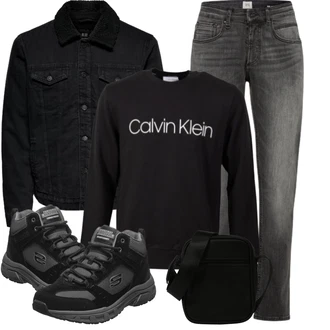 Outfit mit Schwarz/Grün/Dunkelgrün Walkingschuh/Winter Sneaker/Sicherheitsschuh/Trekkingstiefel/Wasserfester Schuh/Wasserdichter Outdoorschuh Skechers "Herbstliches Freizeit Outfit"