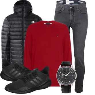 Keilabsatz Outfit mit Schwarz/Grau Bequemer Schuh/gesundheitsSchuh/SchnürSchuh/Sneaker Low/Schuh Ohne Schnürsenkel/Schmaler Sneaker/Sommer Sneaker/WalkingSchuh adidas sportswear "Herbstliches Freizeit Outfit"