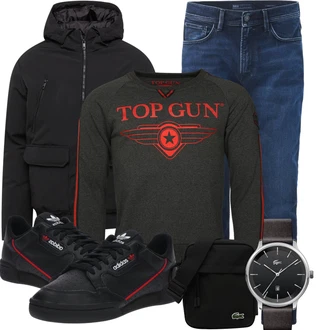 Retro Outfit mit Schwarz/Rot Schmaler Sneaker/Sneaker Mit Klettverschluss/Skateschuh/Leder Sneaker/Sneaker Low/Sneaker Mit Seitlichem Reißverschluss/gesundheitsschuh Adidas Originals "Herbstliches Freizeit Outfit"Look: Sportlich, Retro, Rockige, Moderne, Classic, Unisex, Steampunk, Skater, Techno, Rap