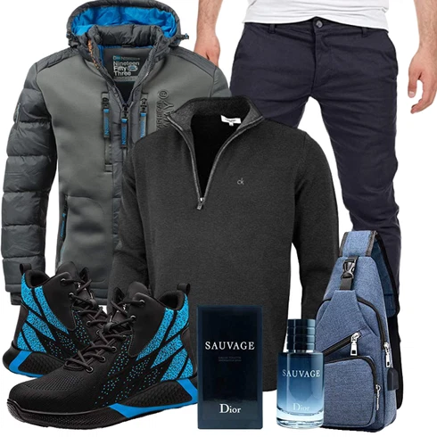 Grau/DunkelBlau/Dunkelgrau/Blau/Dunkelgrün Skijacke/Thermojacke/Kunstfaserjacke/Außergewöhnliche Jacke/Trachtenstrickjacke/Hybridjacke/Outdoorjacke/Puffer Jacke/Kapuzenjacke/Isolationsjacke/Winterjacke Geographical Norway kombinieren