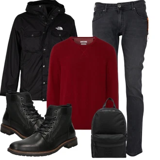 Winter Outfit mit Schwarz Schnürstiefelette/Springerstiefel/Klassischer Stiefel Bullboxer "Herbstliches Freizeit Outfit"