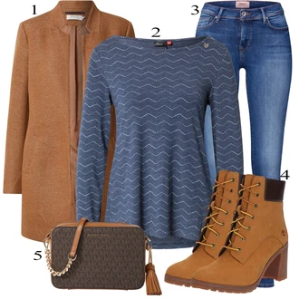 Recyklovaný materiál Outfit s Hnědá Kozačka nad Kolena/Zimní bota/Kožená Kozačka nad Koleno/Westernová Kotníková Bota/Kozačka po Kolena/Kotníková Bota Na Podpatku/Plochá Kotníková Bota/Klasická Kozačka/Kotníková Bota s Podšívkou/Sportovní Bota Timberland "Zimní Outfit"