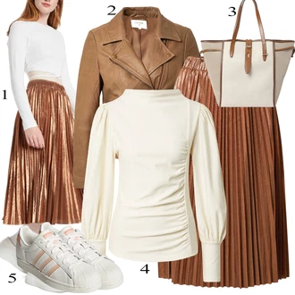 Outfit s Červená Midi Sukně MOLLY BRACKEN "Podzimní Outfit"