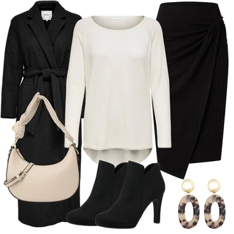 Dlouhé Outfit s ?erná Lodenový kabát/Vln?ný Kabát/Dlouhý kabát/Ka?mírový Kabát/Zimní Kabát Vln?ný kabát/Dlouhý Zimní Kabát/Dlouhý Kabát/Midi Kabát Only "Klasický kancelá?ský outfit"