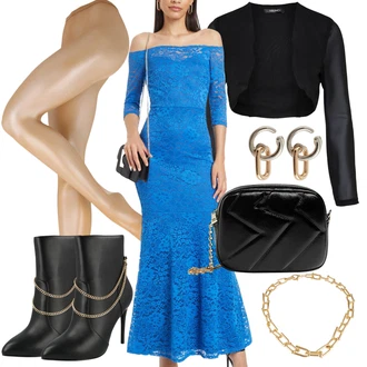 Outfit s Černá Krátký Bund/Krátký Bund/Bunda na přetažení přes hlavu Swing "Módní outfit for Event"