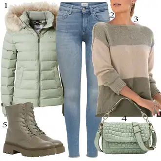 Outfity na zimu s Béžová/Tmavě Zelená/Zelená/Khaki Svetr Carmen/Kašmírový Svetr/Kašmírový Svetr/Mohair Pullover/Svetr Niki/Jednoduchý Svetr/Vlněný Svetr Lascana "Zimní Outfit"