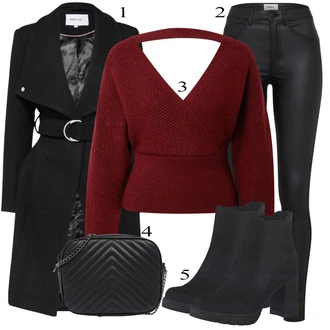 Outfity na zimu Ležérní s Černá Kožená kotníková bota/Kožená bunda/Kotníková Bota s Podšívkou/Letní kotníková kozačka/Bota na platformě/Kotníková Bota Na Podpatku/Zimní kotníková bota MARCO TOZZI "Zimní Outfit"Look: Premium, Elegantní, Ležérní, Příliš oblečený, Chytrý příležitostný, Atraktivní, Trendový