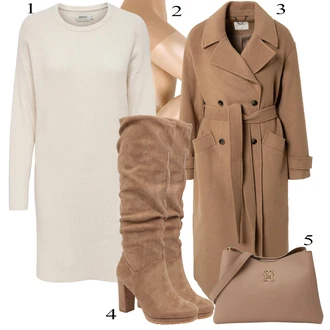Outfity na zimu Ke kolenům Viskóza s Béžová/Bílá/Krémová/Hnědá/Khaki Dlouhé pletené šaty/Pouzdrové Šaty S Dlouhým Rukávem/Svetrové Šaty/Zimní Pletené Šaty Only "Zimní Outfit"