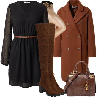 Cowgirl Outfit sa Tamnosmeđa/Smeđa Čizmica Čizma Iznad Koljena/Čizma na Špic/Ravna čizma preko koljena/Duga Čizma/Čizma do Koljena/Široke čizme/Klasična čizmica Only "Moderan zimski outfit"Look: Western, Premium, Prevelik, Cowgirl, Ležerno, cool