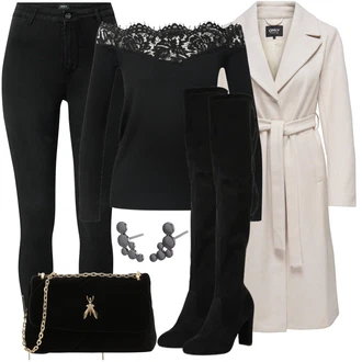 Outfit s Černá Džínové Legíny/Legíny s Podšívkou/Skinny Kalhoty/Legíny s Vysokým Pasem/Kožená bunda/Manšestrový legíny/Termo Kalhoty/Legíny s Rozparkem/Jeggings/Tregíny/Pletený Legín Only "Módní zimní Outfit"