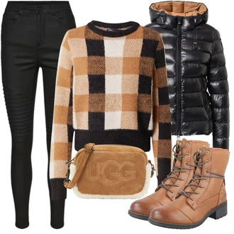 Normální Outfit s Černá Zimní bota/Premium/Zimní Bund Blauer.USA "Módní zimní Outfit"