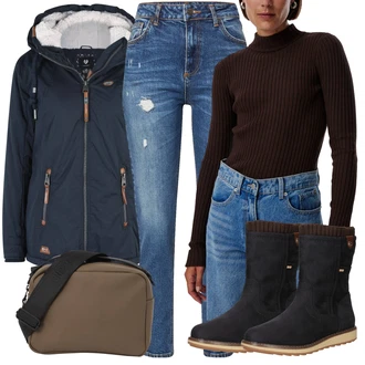 Outfit s Černá/Tmavě hnědá/Béžová Klasická Kozačka/Zimní kotníková bota/Nepromokavá Kozačka/Plochá Kotníková Bota/Kotníková Bota s Podšívkou/Vycpaná Kozačka/Zimní bota/Zimní Kozačka z jehněčí kůže Tom Tailor "Nejlepší streetwear outfit"