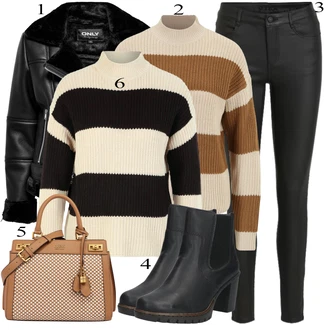 Outfit s Černá/Modrá Kozačka Chelsea Boty/Kožená kotníková bota/Letní kotníková Kozačka/Kožená bunda/Kovbojská kotníková bota/Westernová Kotníková Bota/Kotníková Bota s Podšívkou Rieker "Podzimní Outfit"