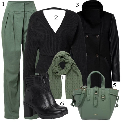 Kombinace Zelená/Tmavě Zelená/Khaki Plisovaná Kalhoty/Plisovaná kalhoty/Kalhoty s Vysokým Pasem/Paperbag Kalhoty/Mušelínové kalhoty/Kalhoty s nášivkou uprostřed/Mrkvová Kalhoty florence by mills exclusive for about you