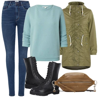 Outfit s Modrá Mikina/Móda Pro Plnoštíhlou/Teplák Tom Tailor Denim "Podzimní Outfit"