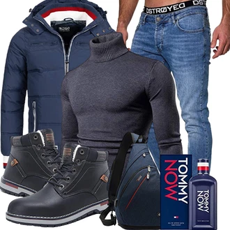 Feine Outfit mit Schwarz/Dunkelblau/Blau/Dunkelgrau Schnürstiefelette/Wasserdichter Stiefel/Klassischer Stiefel/Wasserfester Schuh/Winter Sneaker/Winter Stiefelette/Herren Lederschuhe/Gefütterte Stiefelette AX BOXING "Outfit für den Herbst"Look: Indoor, Outdoor, Feine, Rap, Stil, Schön, Smart Casual, Workwear, Elegant, Casual, Unisex, Premium, Sportlich, Trendige, Maritim