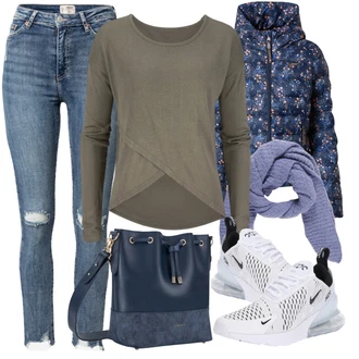 Air Max 270 Outfit s Černá/Bílá Běžecká bota/Běžecká bota/Bota na zumbu/Tenisová bota/Gymnastická bota/Tréninková bota/Volejbalová bota/Bota na fitness/Basketbalová bota Nike Sportswear "Podzimní Outfit"