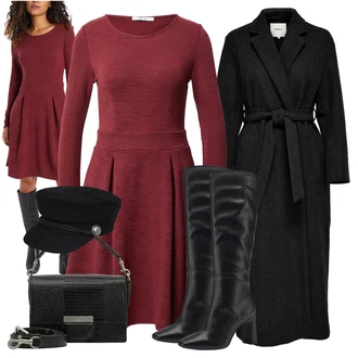 Outfit s Černá/Tmavě modrá/Šedá Kšiltovka Armádní Čepice About You "Podzimní Outfit"