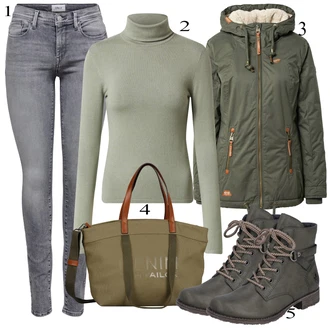 outfit mit Zelena Torba za čez ramo Tom Tailor Denim "Oblačila za jesen"