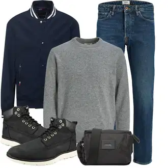 Outfit mit Blau Dad Jeans/Vintage Jeans/Tapered-Jeans/Mom Jean/Damen 7/8-Länge Jeans/Cropped Jeans/Girlfriend Jeans/Straight Leg Jean r.d.d. royal denim division "Outfit für den Herbst"