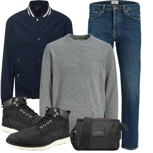 Blau Dad Jeans/Vintage Jeans/Tapered-Jeans/Mom Jean/Damen 7/8-Länge Jeans/Cropped Jeans/Girlfriend Jeans/Straight Leg Jean r.d.d. royal denim division kombinieren mit Grau Pullover