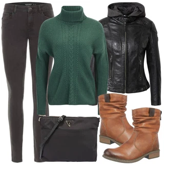 Outfit s Černá Dlouhé Šaty/Taška/Dlouhý Zimní Kabát/Doplňek/Dlouhá tylová sukně Guess "Podzimní Outfit"