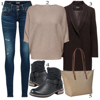 outfit mit Črna Škorenj Rieker "Oblačila za jesen"