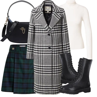 Outfit s Černá Dlouhý Zimní Kabát/Taška/Dlouhá Tylová sukně/Dlouhé Šaty/Doplňek Tommy Hilfiger "Podzimní Outfit"