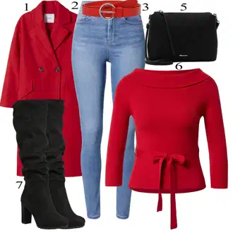 outfit mit Rdeča bershka "Padajoča oblačila"