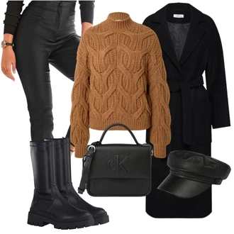 Outfit s Černá Kozačka Chelsea Boty/Nízká bota na podpatku/Zimní bota MARCO TOZZI "Podzimní Outfit"