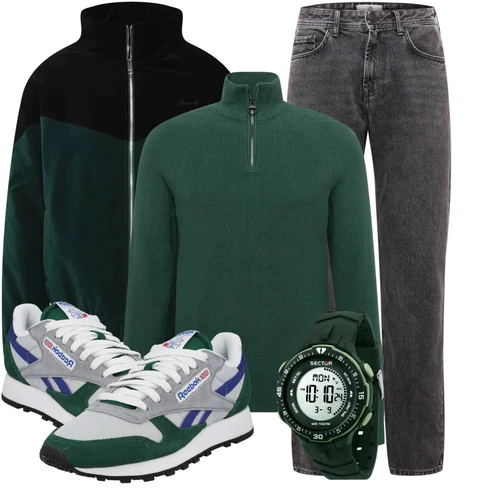 DunkelGrün/Grün Stehkragen-Strickjacke/Strickjacke Gefüttert/Winter Strickjacke/Wolle Strickjacke/Strickfleecejacke/Nachhaltige Jacke/Laufjacke/Merinojacke/Herbstjacke/Sportjacke/Jacke mit Seitlichem Reißverschluss sinned x about you kombinieren