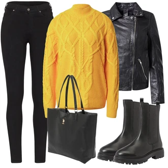 Outfit s Černá Kozačka Plochá Kotníková Bota Tom Tailor "Podzimní Outfit"