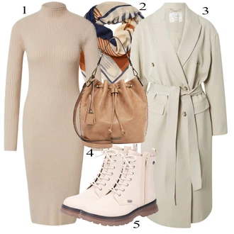 outfit mit Roza/Bež/Modra Škorenj Rieker "Oblačila za jesen"